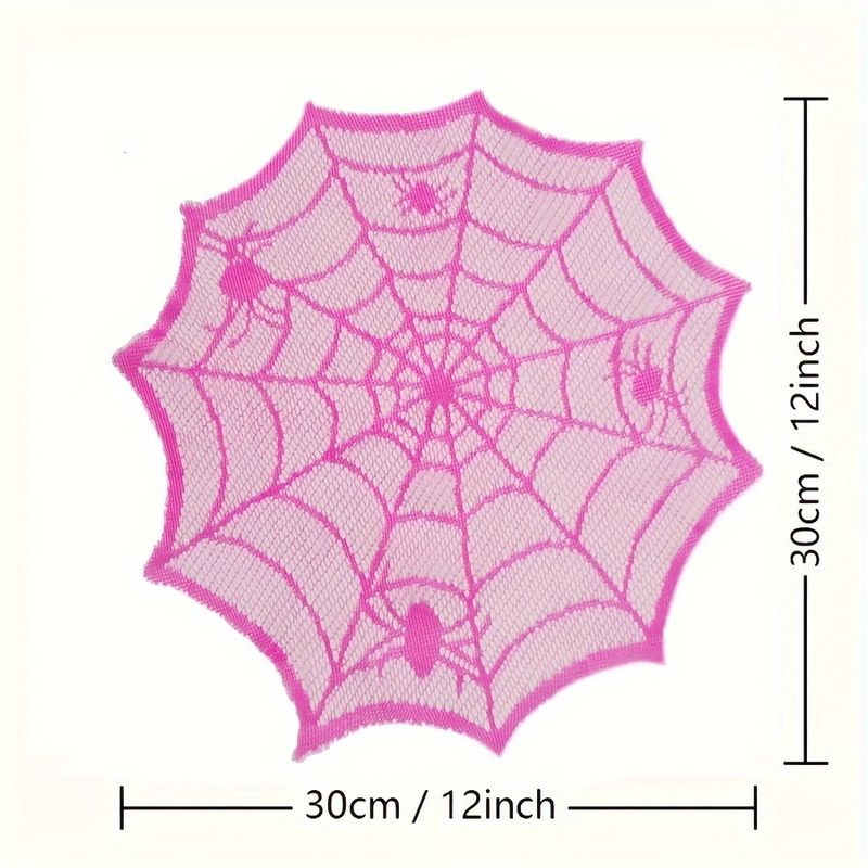 Spider Web Halloween Decoration - VIKAMA ローズレッドレーススパイダーウェブミールマットスパイダー型断熱材ハロウィンパーティーデスクトップ装飾テーブル装飾
