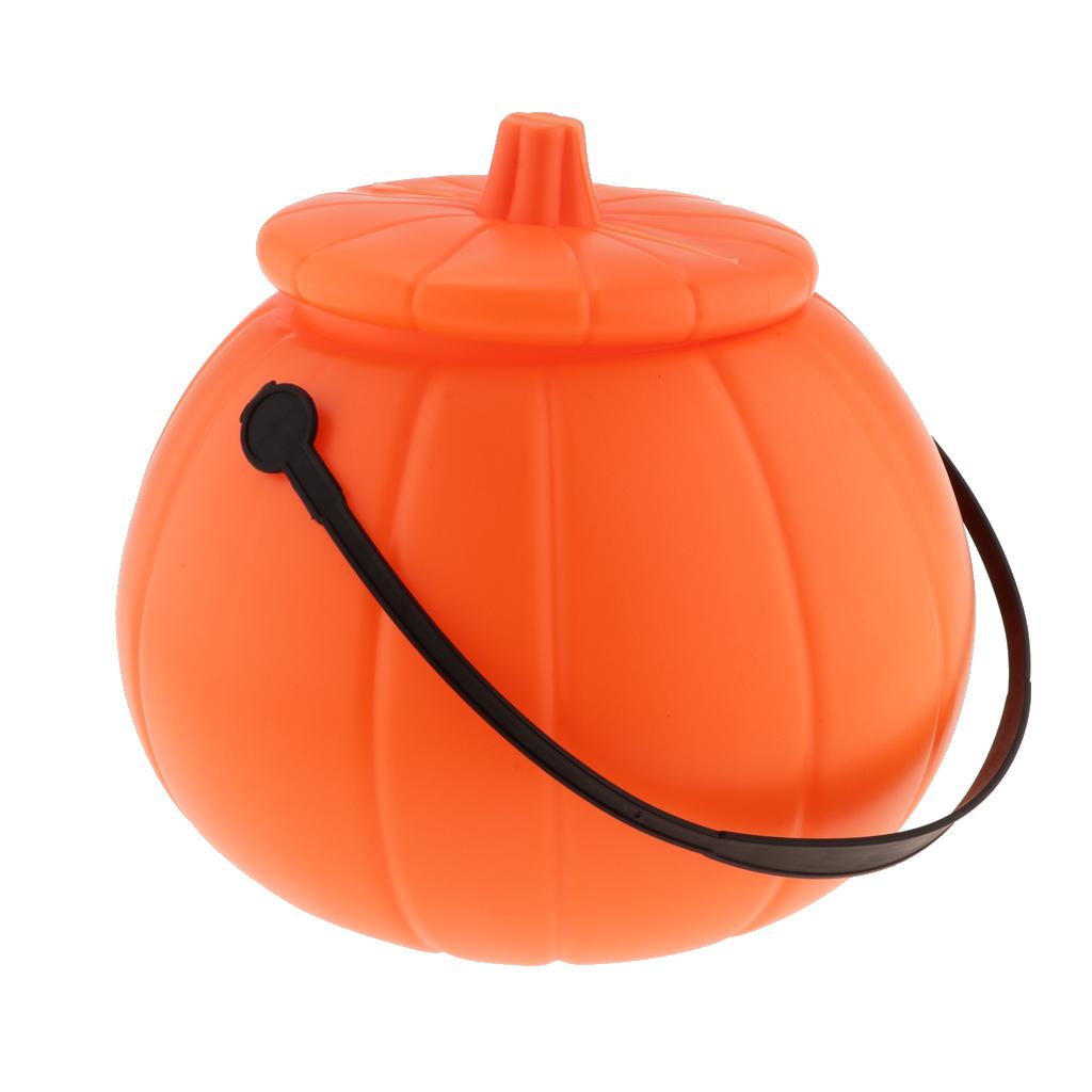 Pumpkin Lantern Halloween - ハロウィーンのキャンディバケツ、かぼちゃ型のホルダー、プラスチック製の「トリック・オア・トリート」用容器。子供のパーティーの飾り付けに。