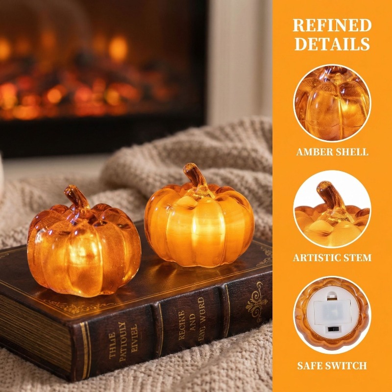 Halloween Pumpkin Decor Led - 国境を越えたハロウィーンの新しい装飾品：パンプキンライト、LED発光パンプキン、仮装用小道具、卓上オーナメント、持ち運び可能