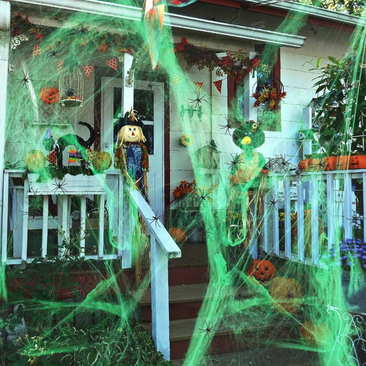 Spider Web Halloween Decoration - 1～20個入り ハロウィーン装飾用 伸縮性のある蜘蛛の巣模様のコットン製装飾品。お化け屋敷、バー、パーティー、ホラーな雰囲気の演出に最適。