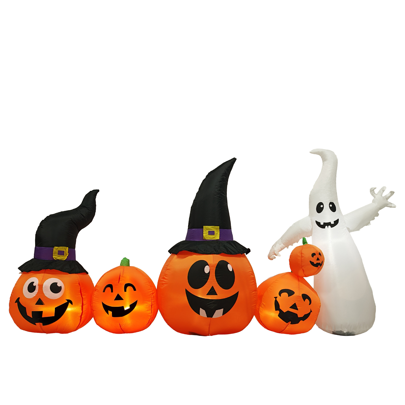 Halloween Pumpkin Decor Led - 8フィートの長さのハロウィン用インフレータブルパンプキンとゴーストの屋外装飾、LED内蔵で点灯する空気注入式ヤードデコレーション、芝生、庭、屋外、屋内装飾用