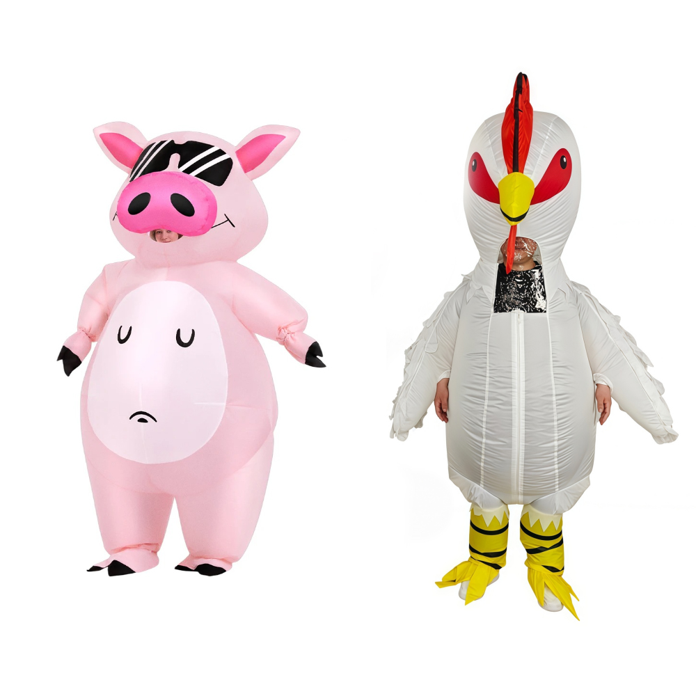 漫画動物子豚のインフレータブルコスチューム アニメピンクスー - Halloween Costume Adult のレビューと価格