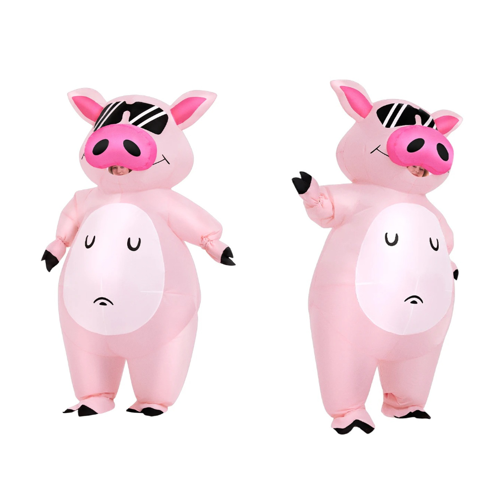 漫画動物子豚のインフレータブルコスチューム アニメピンクスー - Halloween Costume Adult のレビューと価格