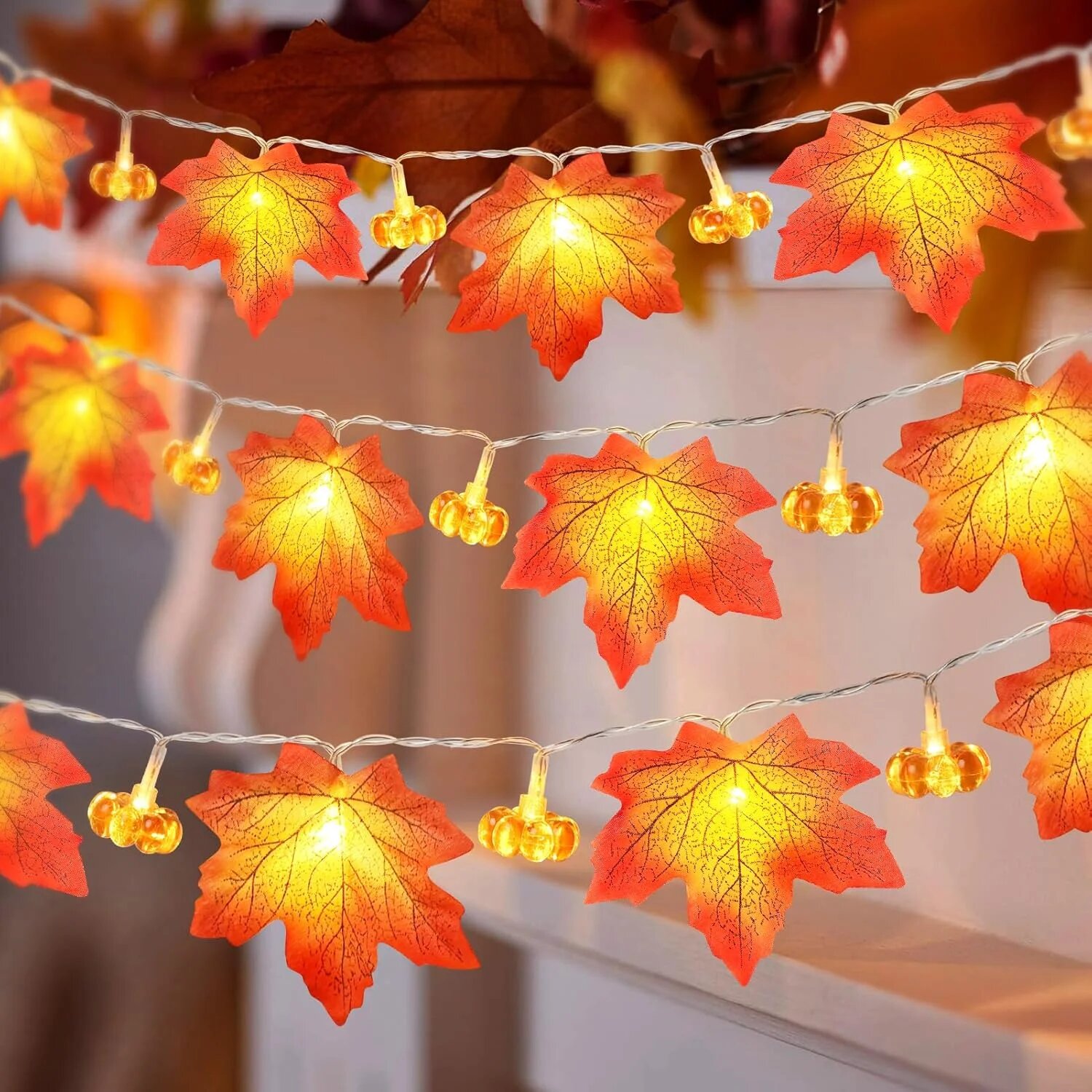 59インチ/118インチ ハロウィン パンプキン メープルリ - Halloween Led String Lights Orange のレビューと価格