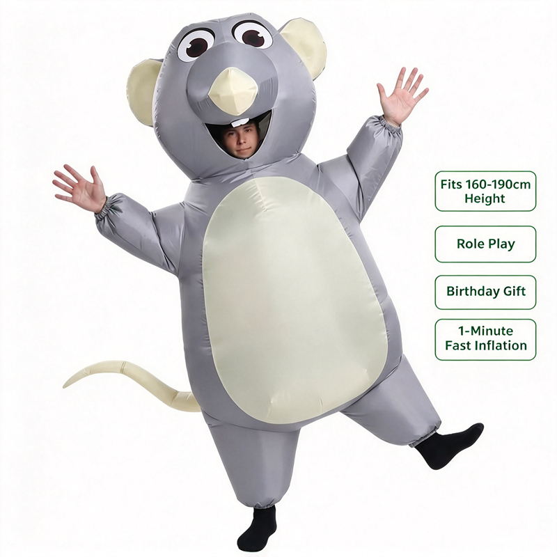 大人も子供も楽しめる、空気で膨らませるグレーのネズミのコスチ - Halloween Costume Kids のレビューと価格