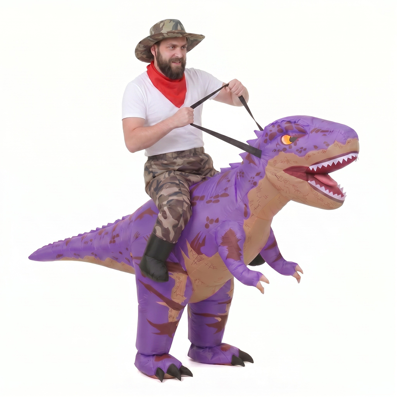 大人用、面白い迷彩柄の紫色のT-Rex（ティラノサウルス）の - Halloween Costume Adult のレビューと価格