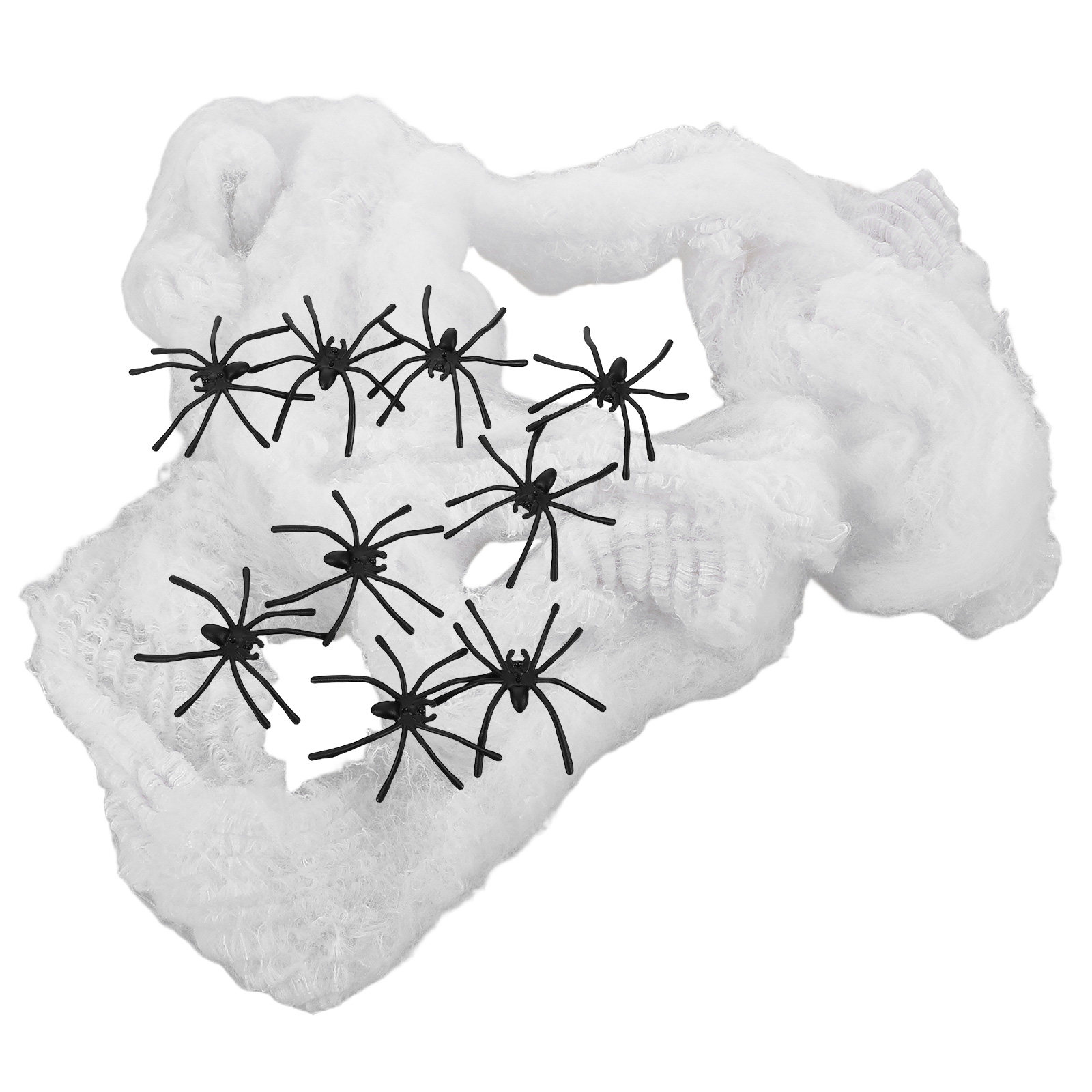 ハロウィーンの装飾用、リアルな蜘蛛が付いた白い綿製の蜘蛛の巣 - Spider Web Halloween Decoration のレビューと価格