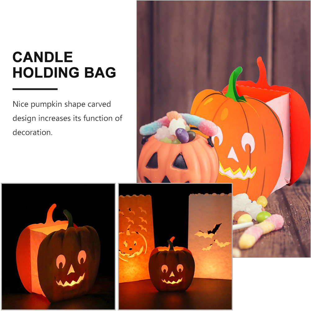 12個入り、装飾用バッグ、カボチャ型、くり抜き加工、難燃性紙 - Pumpkin Lantern Halloween のレビューと価格