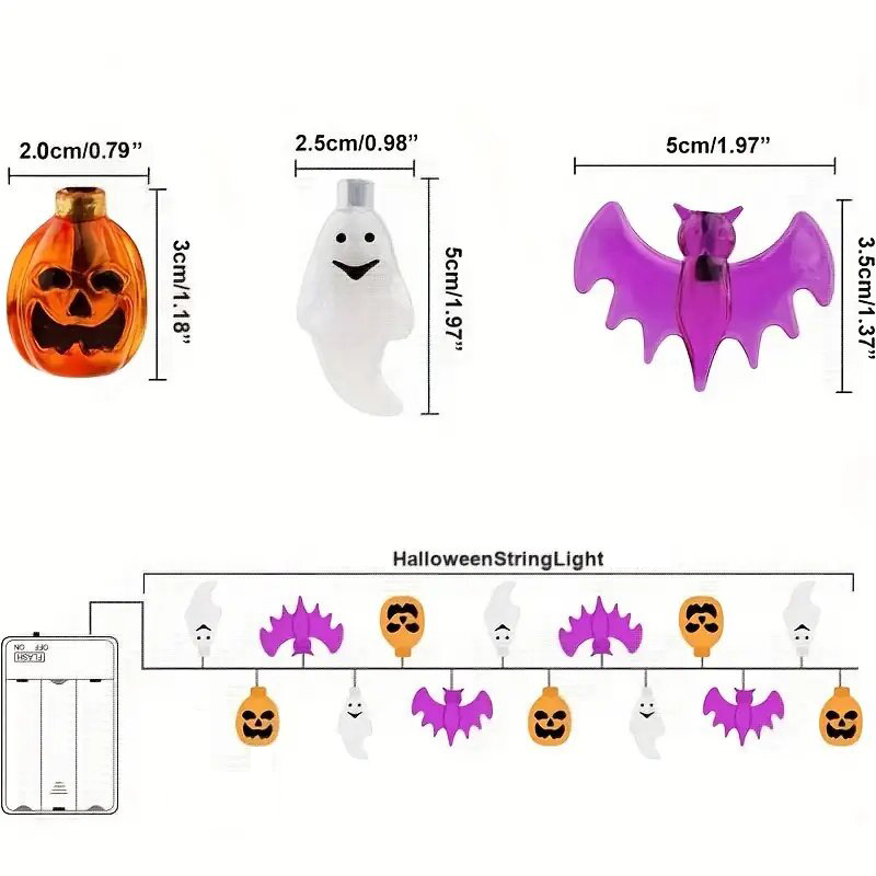 かわいいカボチャコウモリゴーストハロウィンLEDストリングラ - Halloween Led String Lights Orange のレビューと価格