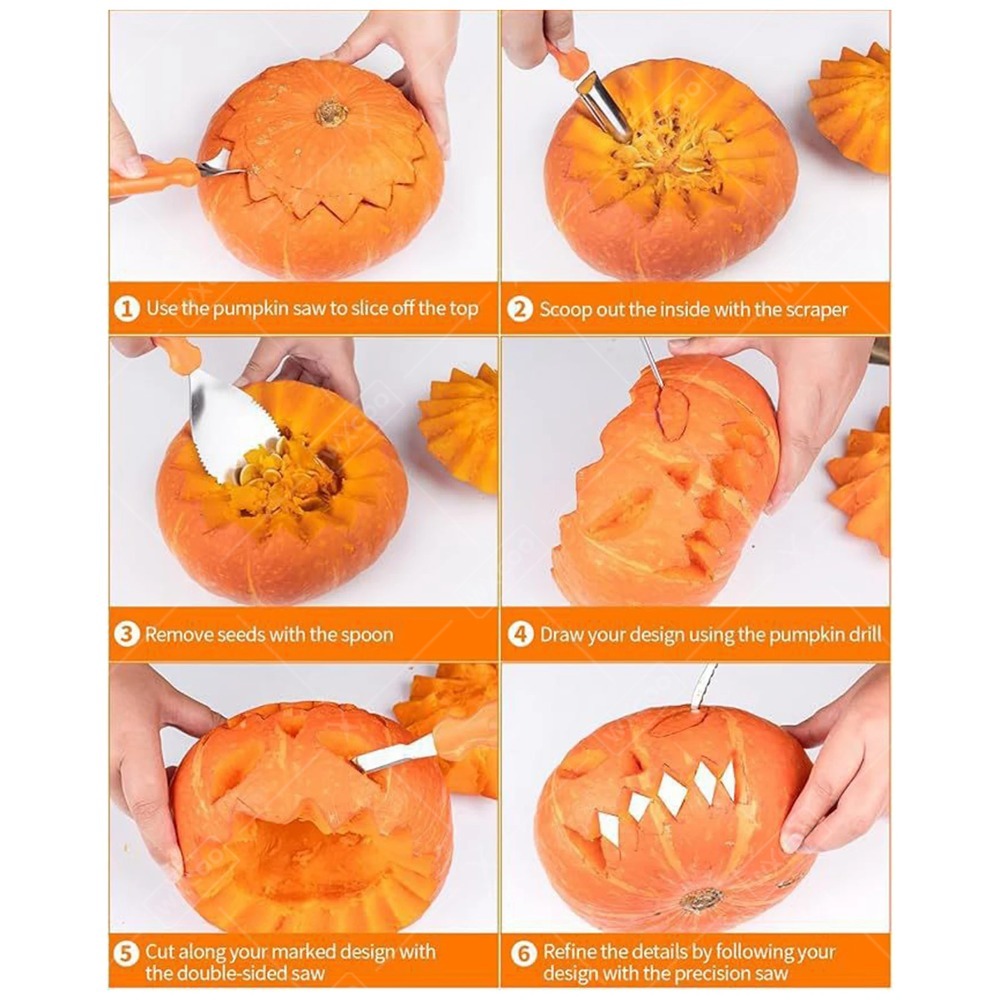 ハロウィン パンプキン カービング カッター ツールセット  - Pumpkin Lantern Halloween のレビューと価格