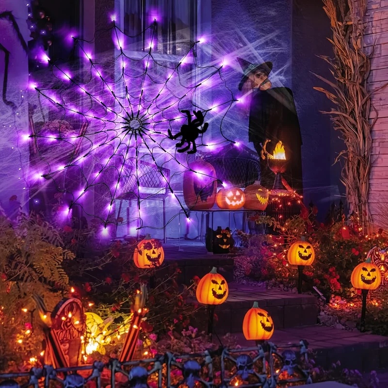 ハロウィーンの蜘蛛の巣をモチーフにしたLEDストリングライト - Halloween Led String Lights Orange のレビューと価格
