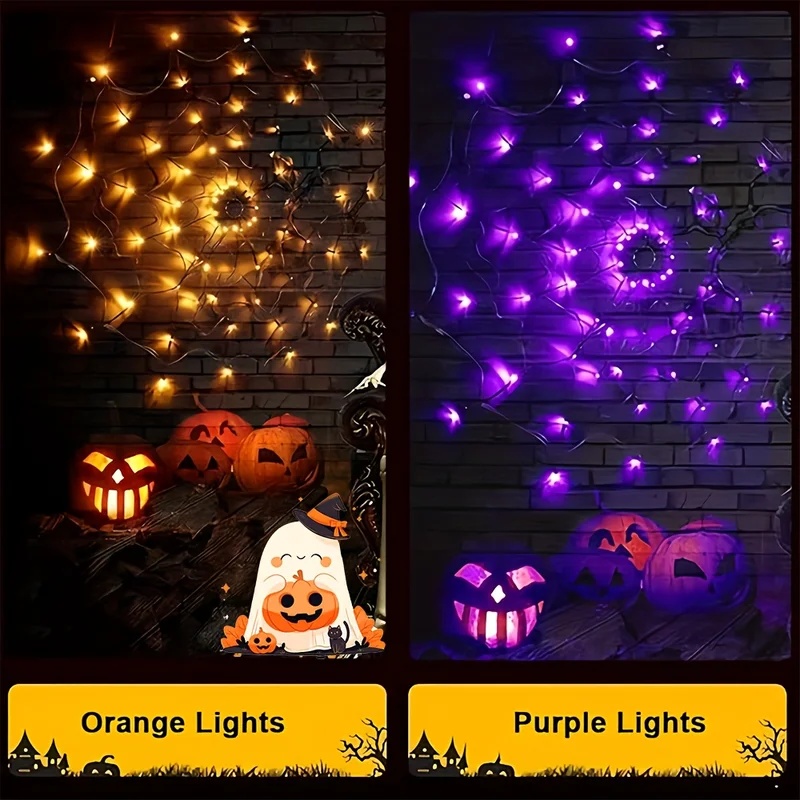 ハロウィーンの蜘蛛の巣をモチーフにしたLEDストリングライト - Halloween Led String Lights Orange のレビューと価格