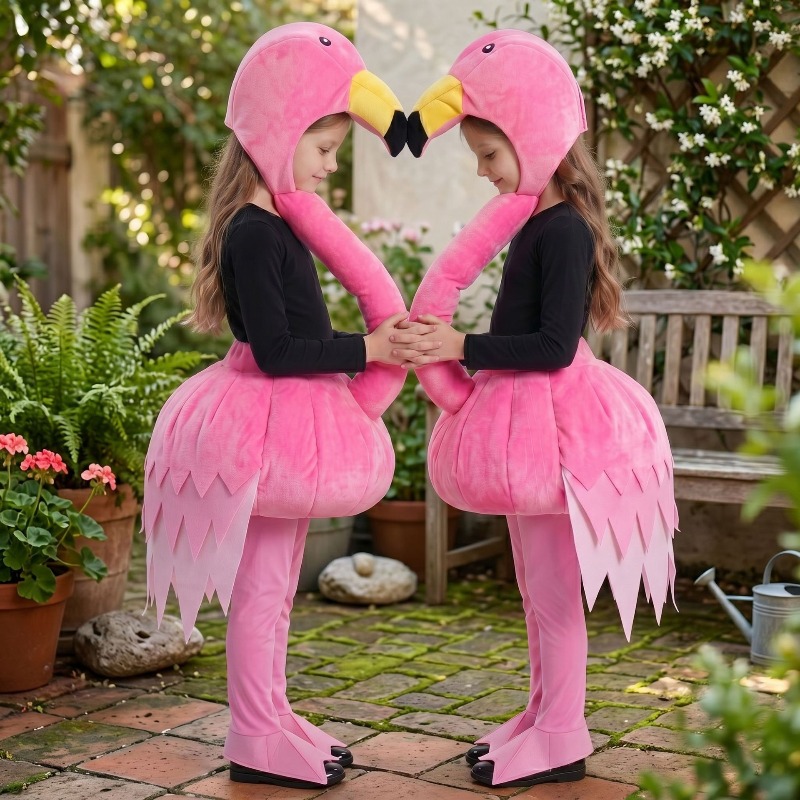 動物ピンクフラミンゴコスプレスーツ男の子女の子ハロウィン漫画 - Halloween Costume Kids のレビューと価格