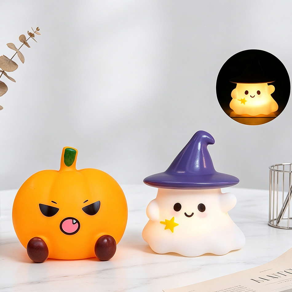 かわいい魔女ゴーストカボチャシリコンナイトライトかわいいキャ - Halloween Pumpkin Decor Led のレビューと価格