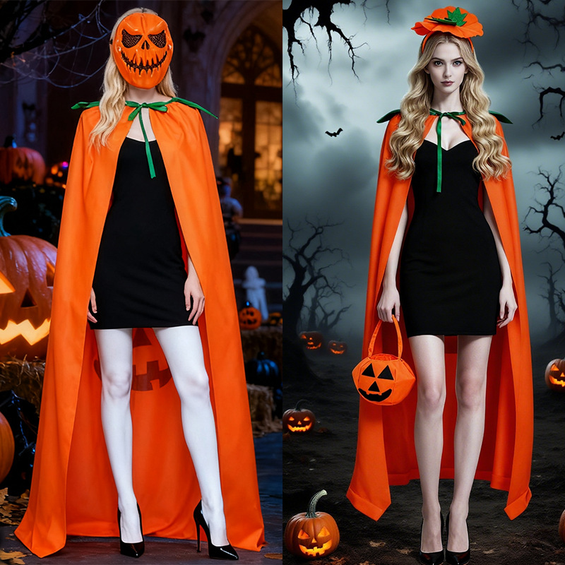 ハロウィン パンプキンコスチューム ケープセット、オレンジの - Pumpkin Lantern Halloween のレビューと価格