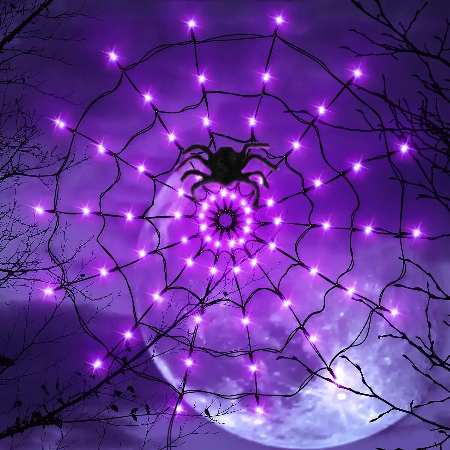 ハロウィン LED ストリングライト クモの巣 ゴーストフェ - Spider Web Halloween Decoration のレビューと価格