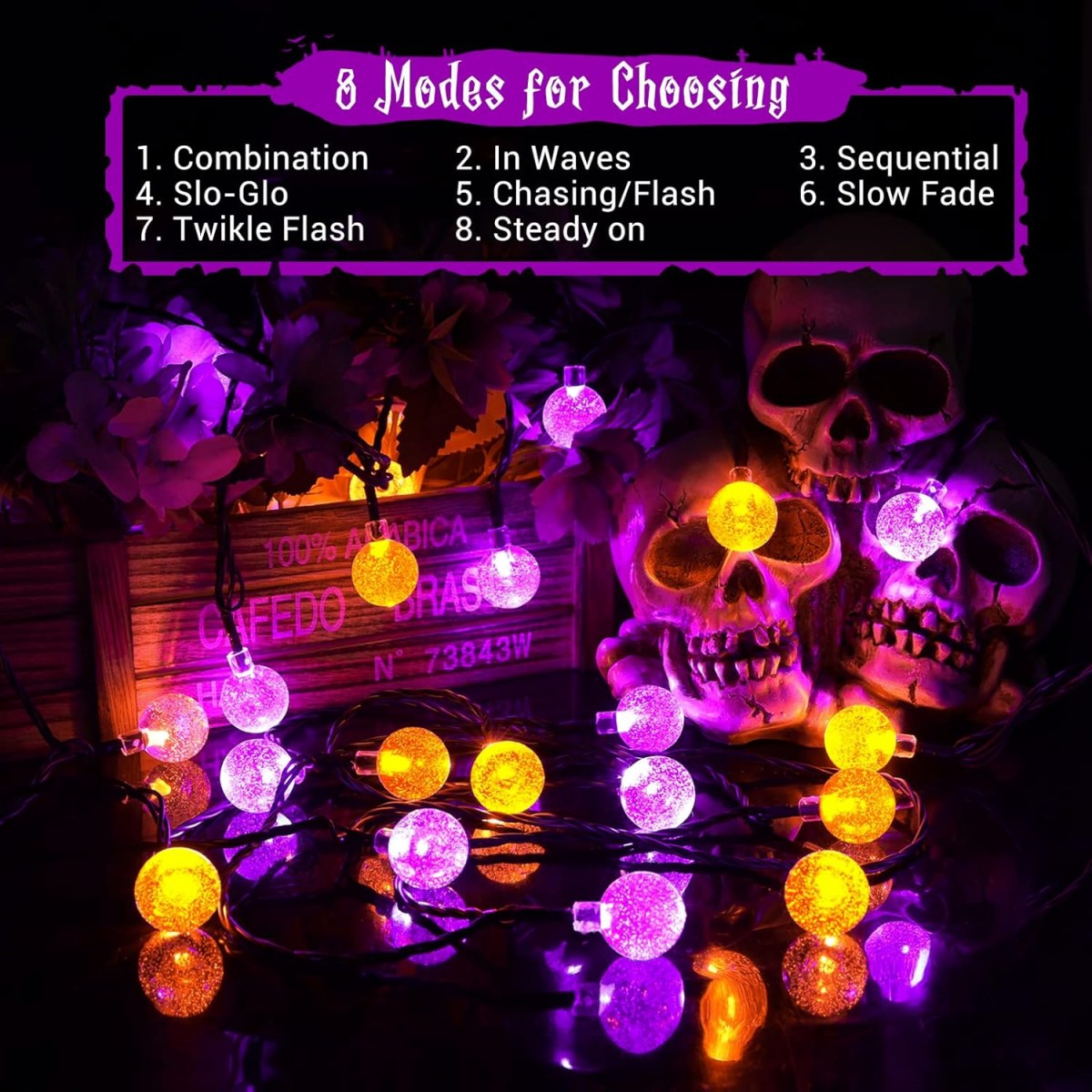 1pc 12 メートル 100 LED ハロウィンパープル  - Halloween Led String Lights Orange のレビューと価格