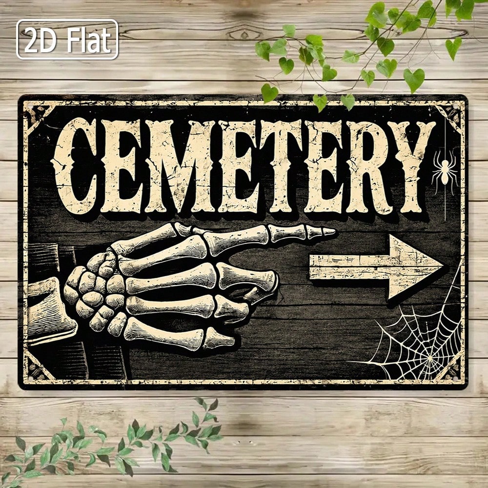 1個入り、2Dの平面的なブリキ製サイン - ヴィンテージ風の - Halloween Skeleton Decoration のレビューと価格