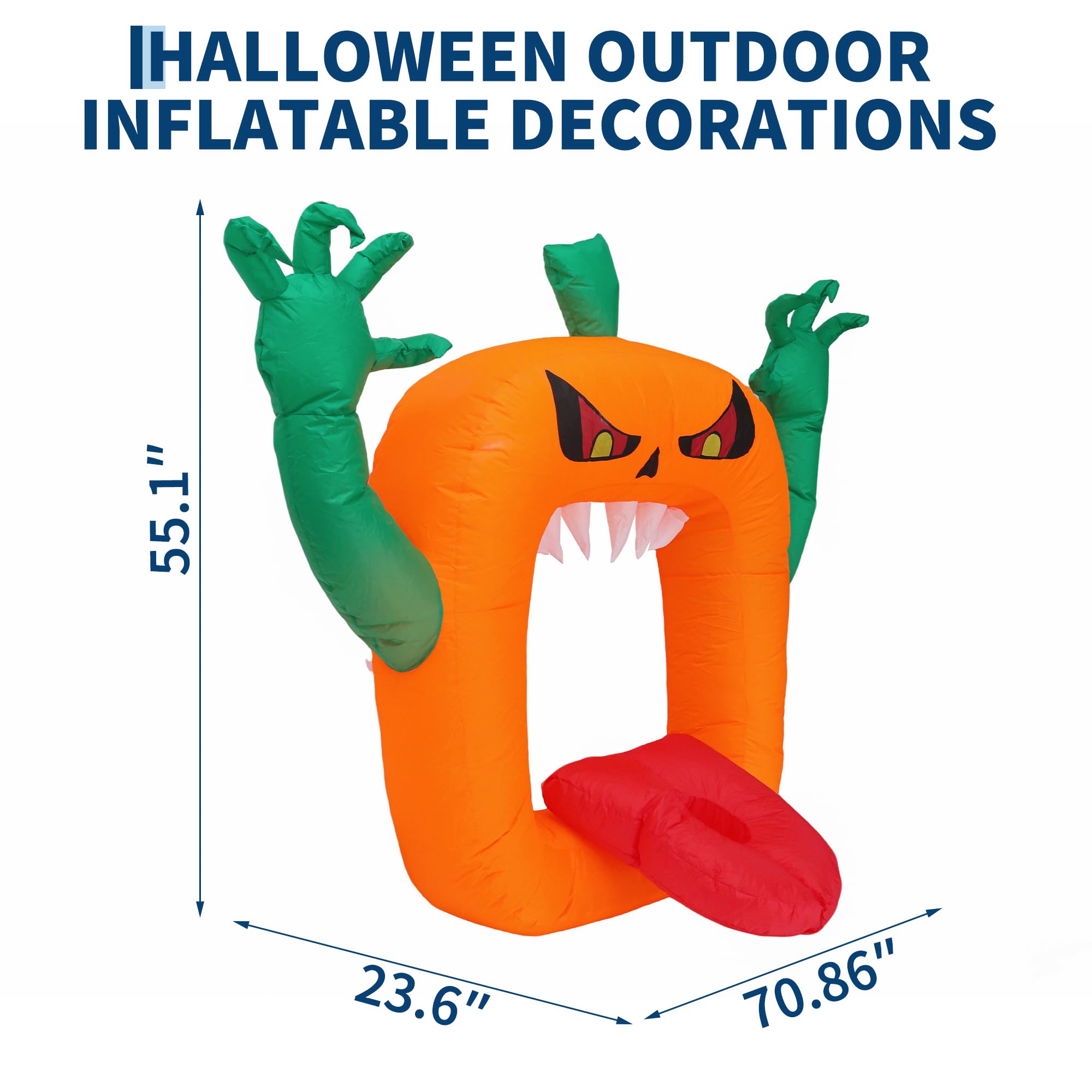 高さ約1.8mのハロウィーン用空気で膨らませる装飾品。オレン - Halloween Pumpkin Decor Led のレビューと価格