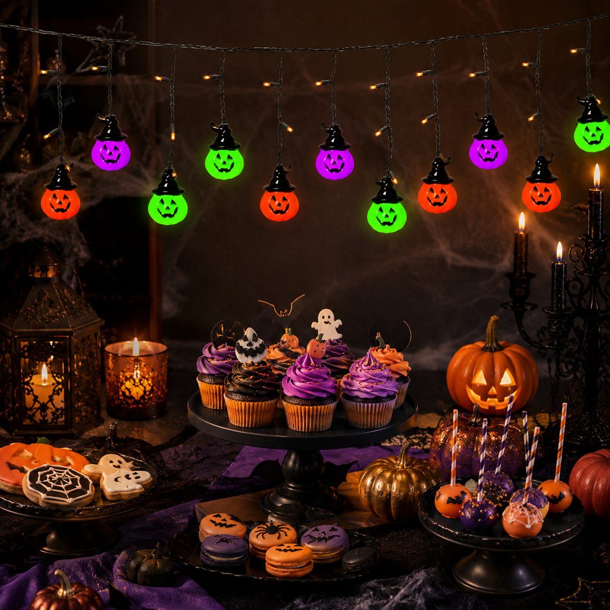 ハロウィン用ホラーフィギュア10個（魔女の帽子、カボチャのラ - Halloween Led String Lights Orange のレビューと価格