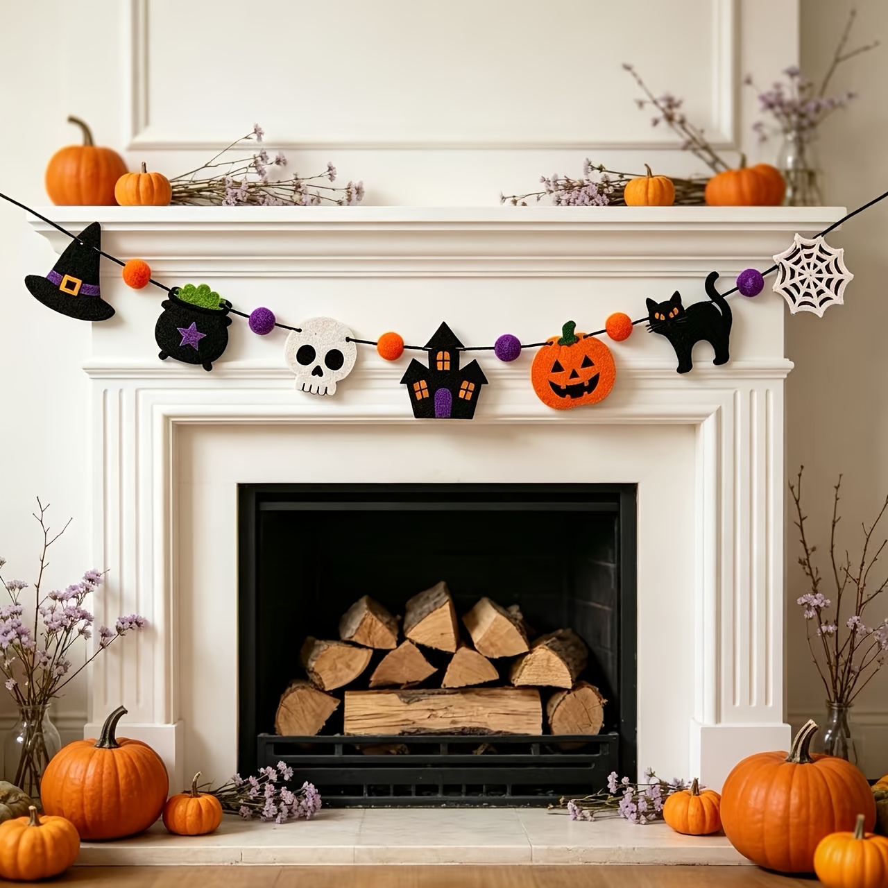ハロウィンフェルトガーランド スカル ブラックキャット ウィ - Halloween Skeleton Decoration のレビューと価格