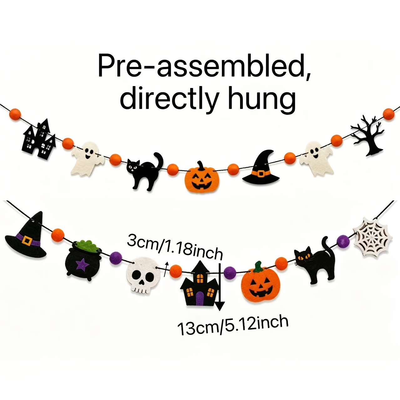 ハロウィンフェルトガーランド スカル ブラックキャット ウィ - Halloween Skeleton Decoration のレビューと価格