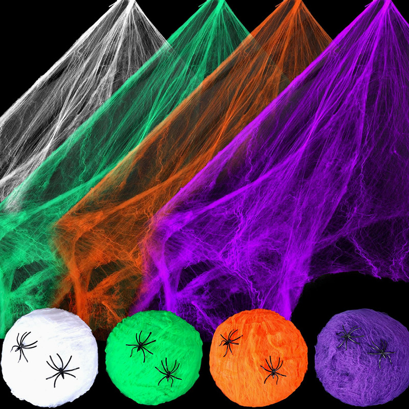 ハロウィーンの装飾用、白い蜘蛛の巣のネット。伸縮性があり、ハ - Spider Web Halloween Decoration のレビューと価格