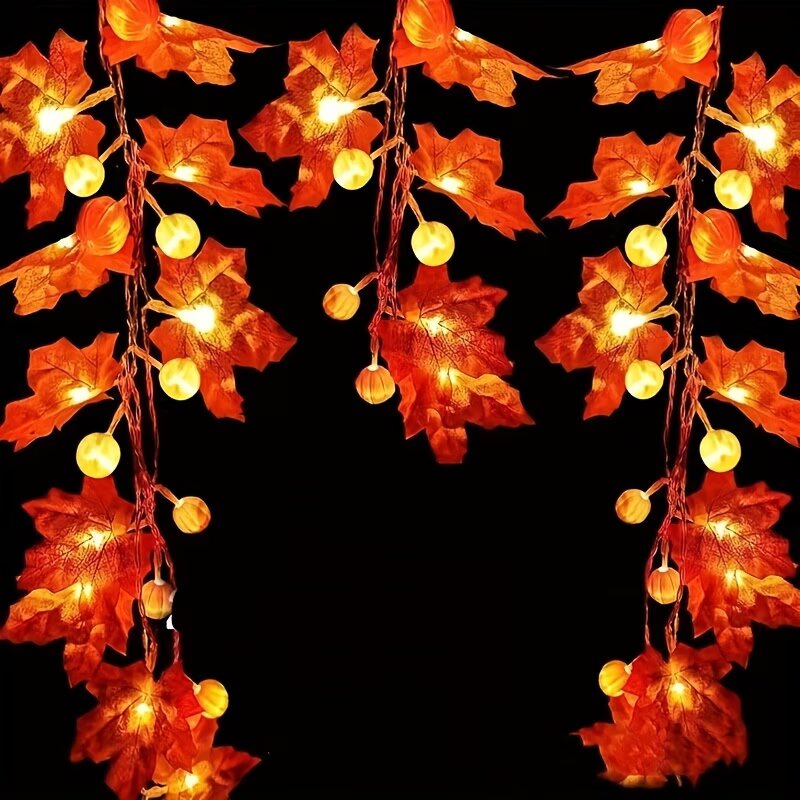 59/118インチ ハロウィン パンプキン メープルリーフ  - Halloween Led String Lights Orange のレビューと価格